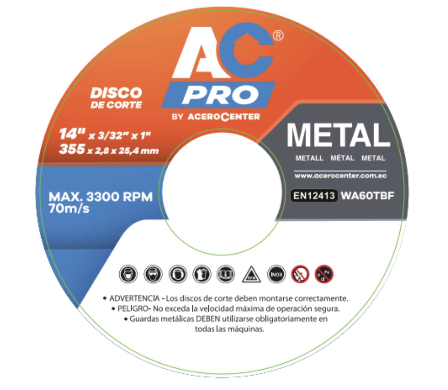 disco de corte para metal 14 x 3:32×1 II ACPRO